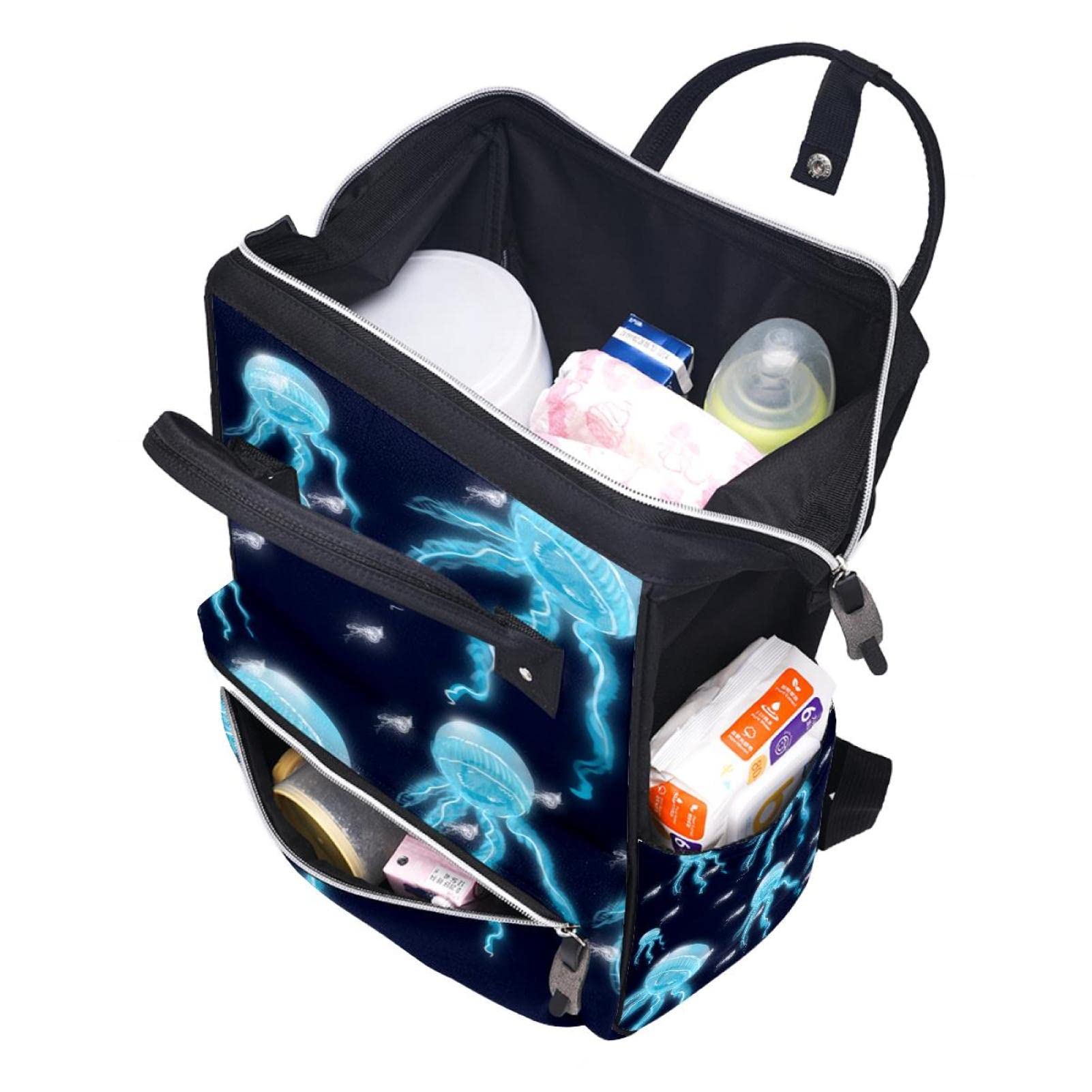 Underwater Creatures Jellyfish Ghost Diaper Bag Backpack Baby Nappy Changing Bags Multi Function Large Capacity Travel Bag