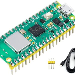 waveshare Pre-Soldered Header Raspberry Pi Pico W, Built-in WiFi Support 2.4 GHZ Wi-Fi 4, Based on Official RP2040 Dual-Core Processor,Dual-core Arm Cortex M0+ Processor