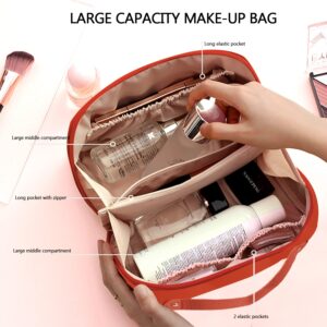 Large Capacity Cosmetic Bag, Travel Cosmetic Storage Bag with Handle, Portable Zipper Cosmetic Bag Toiletry Bag Makeup Bag Large with Compartments for Women Girls