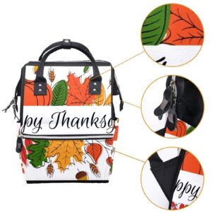 Happy Thanksgiving Day Harvest Pumpkin and Crops Diaper Bag Backpack Baby Nappy Changing Bags Multi Function Large Capacity Travel Bag