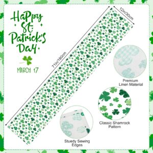 St. Patrick's Day Table Runner Long Dining Irish Green Lucky Clover Party Decoration, Clover Leaves Shamrocks for Wedding Party Holiday for Kitchen Dining Room Home Decoration