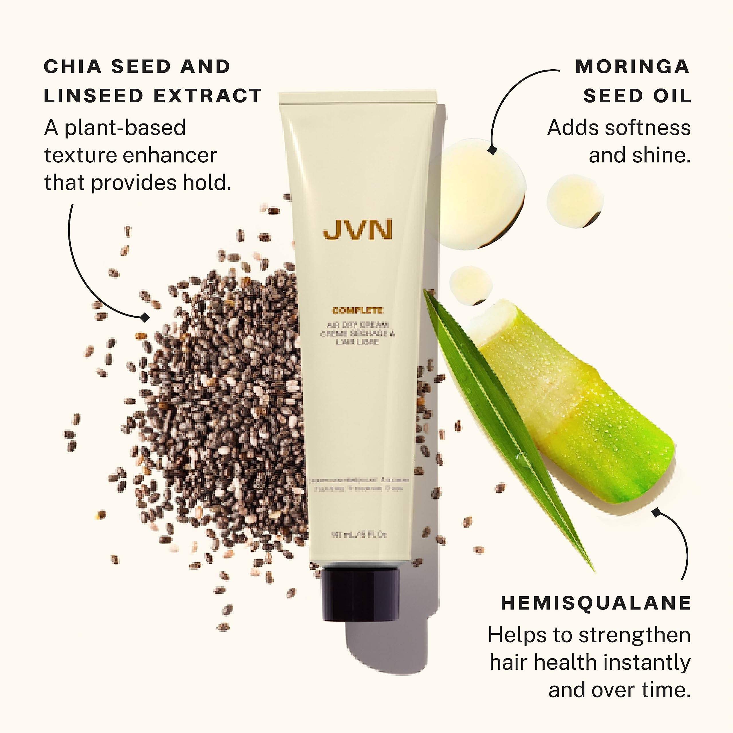 JVN Trusted Trio Essentials Set Travel - Mini Complete Size Air Dry Cream, Full Size Pre-Wash Scalp Treatment Oil, and Instant Recovery Heat Protectant Leave-In Serum