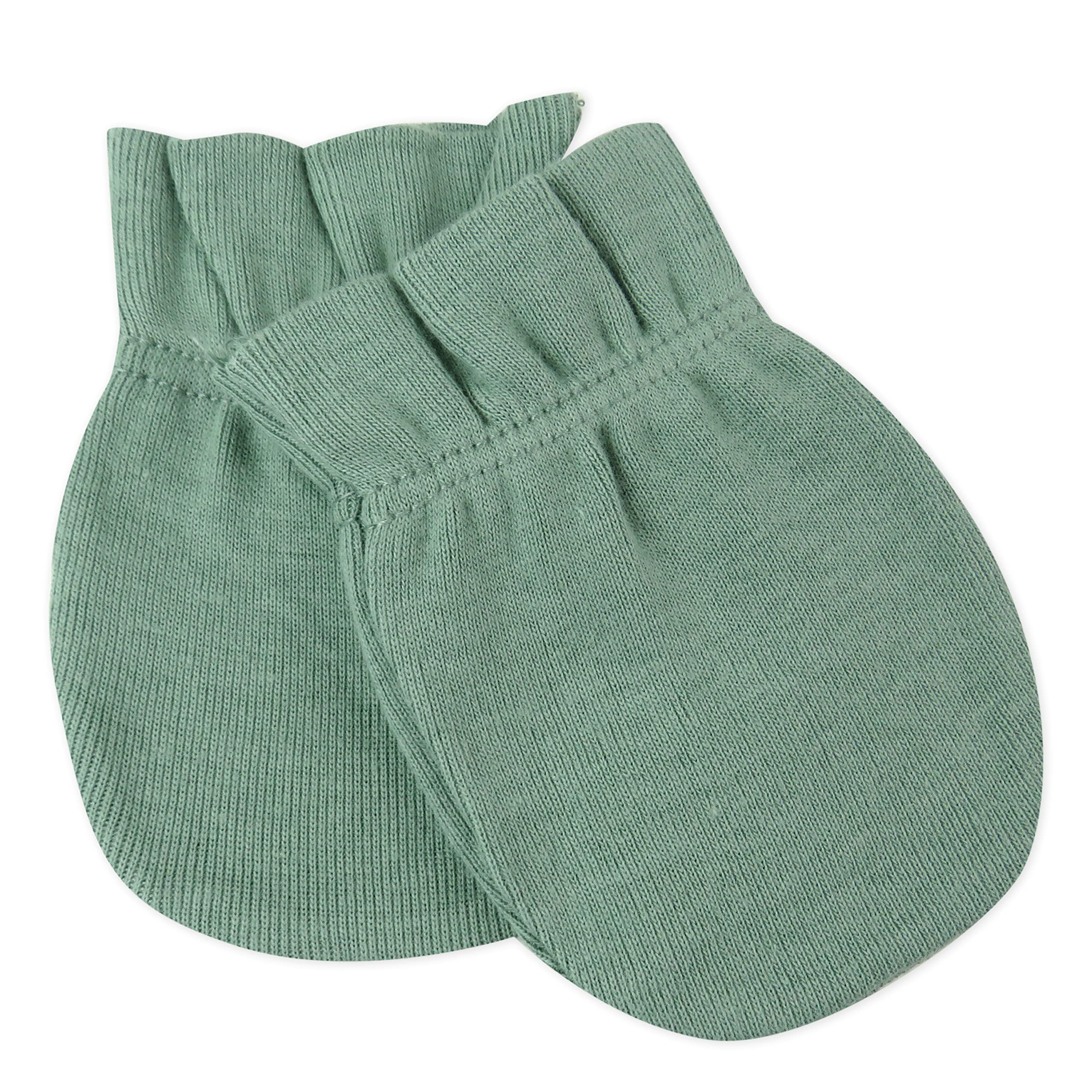 HonestBaby Multipack Baby Cap Hats and Mitts Sets No Scratch Mittens 100% Organic Cotton for Newborn Boys, Girls, Unisex, 3-Pack Sage Ombre, One Size