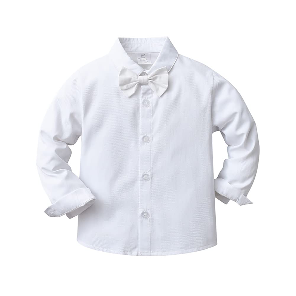 Christening Baptism Outfits for Boys Infant Christmas Outfit Toddler Dress Clothes Wedding Tuxedo Shirts Waistcoat Long Pants Kids Gentlemen Suits Easter Holiday 1st Birthday All White 4-5T