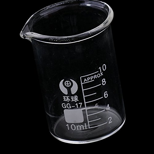 SGerste 10ml 25ml 50ml Glass Transparent Beaker Borosilicate Measuring Glass Beaker Glassware School Chemistry Laboratory Study Supplies