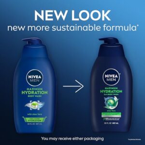 Nivea Men Maximum Hydration Body Wash, Aloe Vera Body Wash for Dry Skin, 30 Fl Oz Pump Bottle