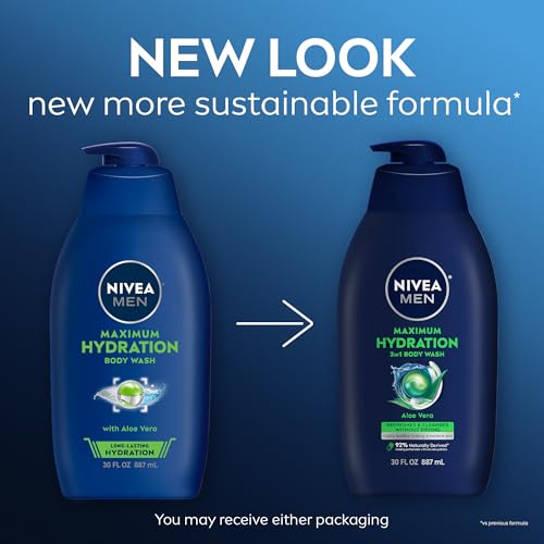 Nivea Men Maximum Hydration Body Wash, Aloe Vera Body Wash for Dry Skin, 30 Fl Oz Pump Bottle