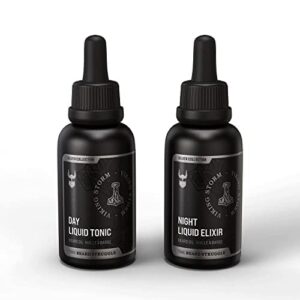 The Beard Struggle Tonic + Elixir Beard Oil Bundle - Silver Collection - Grooming Beard Oil - Softens, Moisturizers, and Strengthens Beard Growth - Pack of 2, Viking Storm