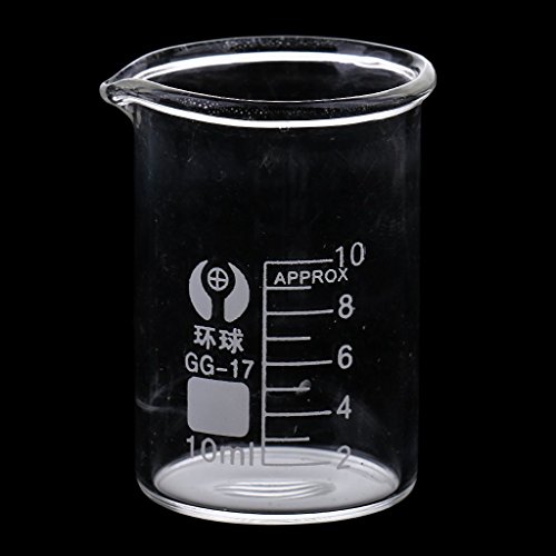 SGerste 10ml 25ml 50ml Glass Transparent Beaker Borosilicate Measuring Glass Beaker Glassware School Chemistry Laboratory Study Supplies