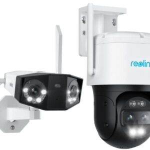 REOLINK 2.4/5GHz Wi-Fi 6 Cameras, 180 Degrees Ultra-Wide Angle Duo 2 WiFi Bundle with PTZ Trackmix WiFi, Outdoor Security, Color Night Vision