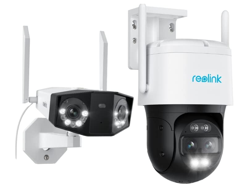 REOLINK 2.4/5GHz Wi-Fi 6 Cameras, 180 Degrees Ultra-Wide Angle Duo 2 WiFi Bundle with PTZ Trackmix WiFi, Outdoor Security, Color Night Vision