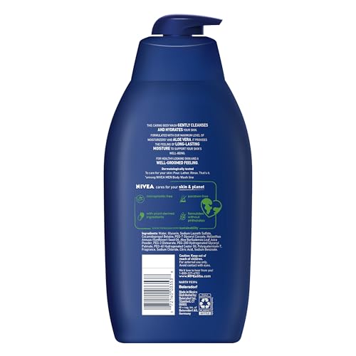 Nivea Men Maximum Hydration Body Wash, Aloe Vera Body Wash for Dry Skin, 30 Fl Oz Pump Bottle