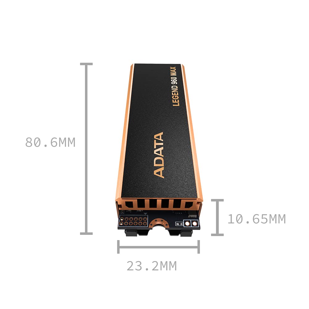 ADATA 2TB SSD Legend 960 Max with Heatsink 2TB PCIe Gen4x4 NVMe M.2 Internal Gaming SSD Up to 7,400 MB/s PS5 Compatible (ALEG-960M-2TCS)