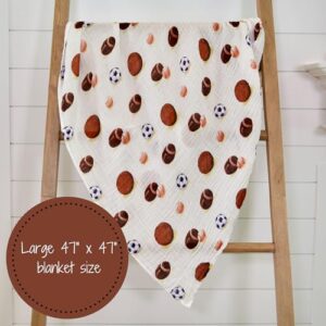 LollyBanks Swaddle Blanket | 100% Muslin Cotton | Newborn and Baby Nursery Essentials for Boys, Registry | Sports Print