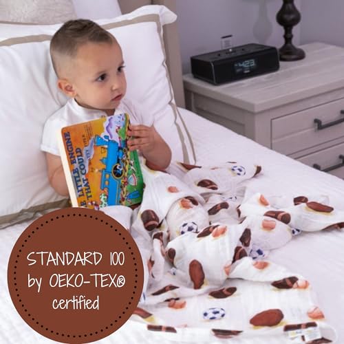 LollyBanks Swaddle Blanket | 100% Muslin Cotton | Newborn and Baby Nursery Essentials for Boys, Registry | Sports Print