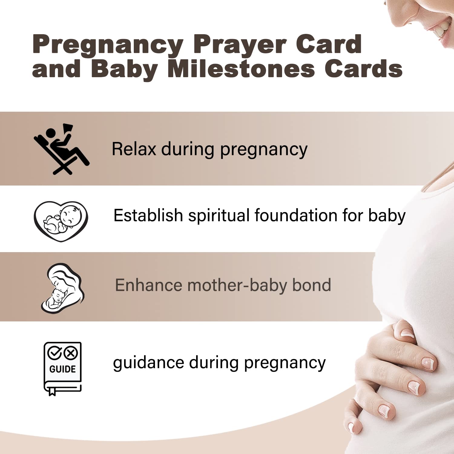 Sincerez Pregnancy Prayer Cards,First Time Mom to Be Gift,Pregnancy Must Haves,Pregnancy Journals Gifts for First Time Moms,Pregnancy&Baby Announcement,Expecting Parents to Be, Milestone Cards