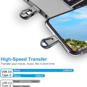 K&ZZ 128GB USB C Flash Drive USB 3.0 Thumb Drive Fold USB A & Type C Dual USB Flash Drives OTG Photo Stick High Speed for MacBook, Tablet, PC, Type C Smart Phones