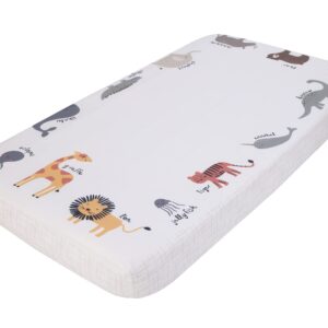 nojo zoo animals multi character 100% cotton photo op fitted crib sheet