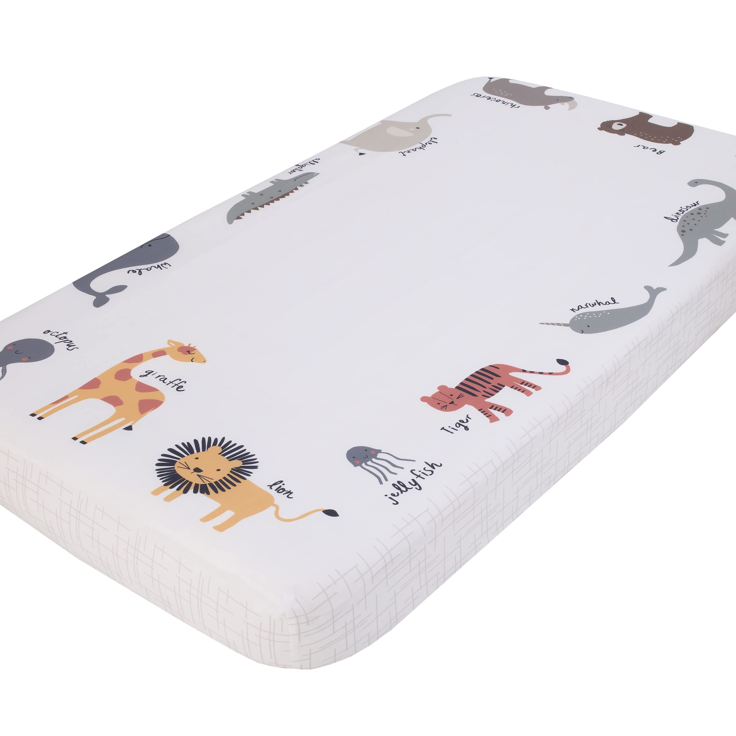 NoJo Zoo Animals Multi Character 100% Cotton Photo Op Fitted Crib Sheet