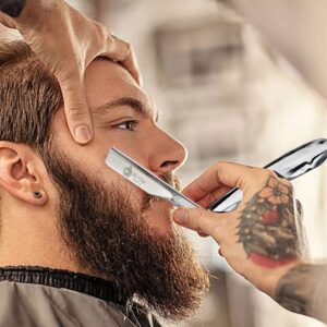 Krisp Beauty Professional Classic Straight Edge Barber Razor For Close Shaving - Salon Quality Manual Men's Beard Mustache Wet Cut Throat Shavette With 10 Shaving Blades