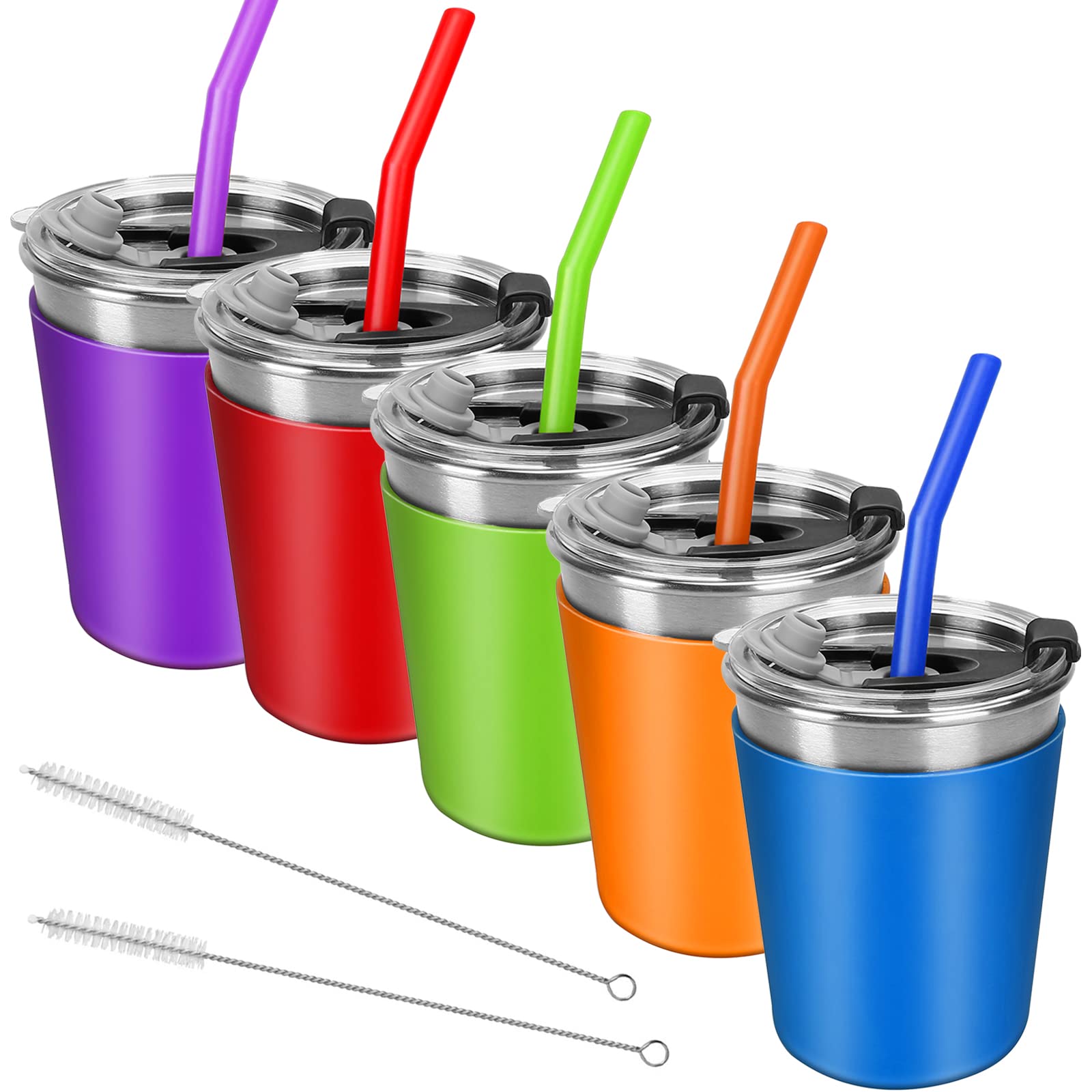 Vermida Kids Toddler Straw Cups with Lids,8oz Spill Proof Kids Tumblers with Straws and Lids,Stainless Steel Smoothie Sippy Cups for Baby for School,Outdoor