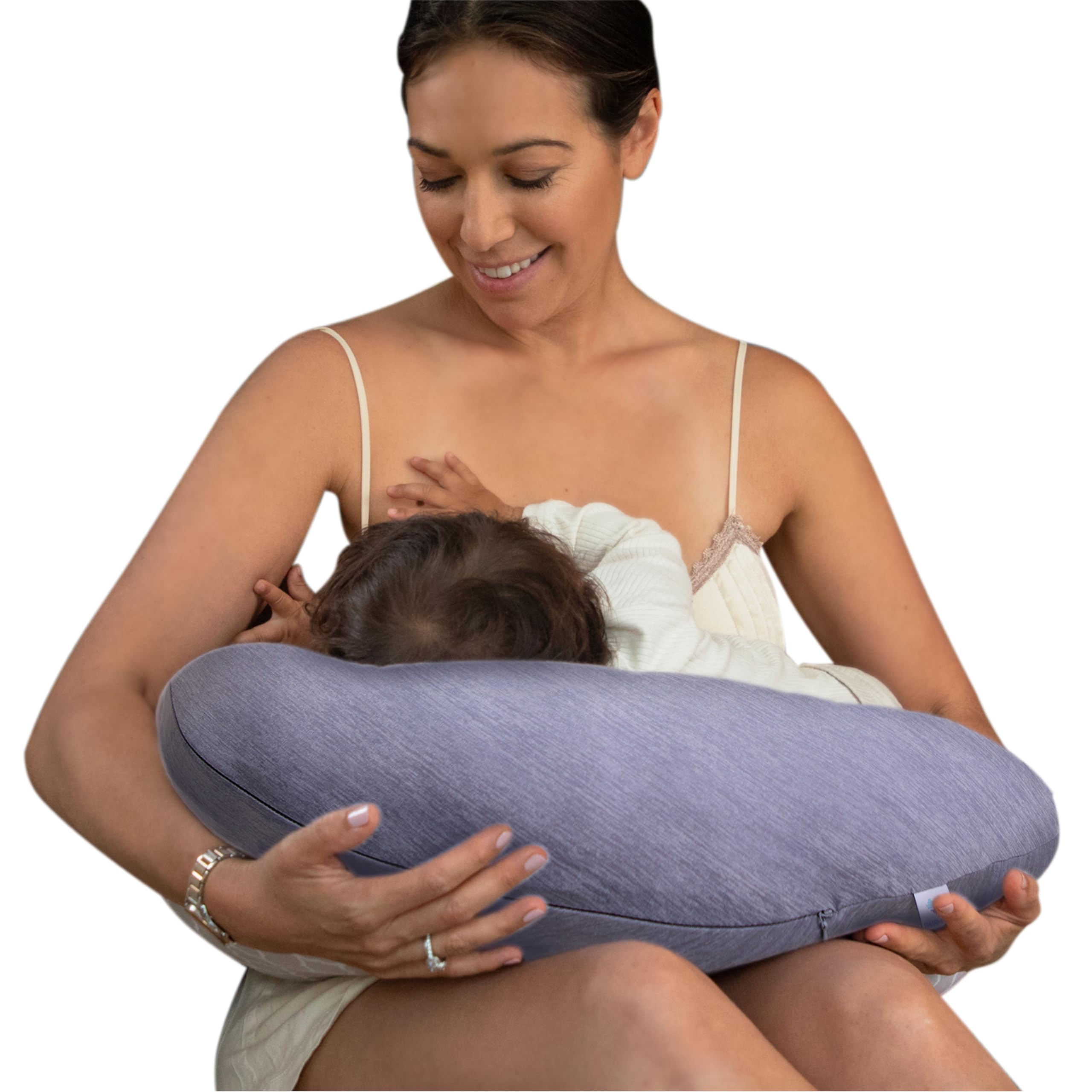 Pharmedoc Nursing Pillow for Breastfeeding – Breast Feeding Pillows for Mom - Bottle Feeding - Support for Mom and Baby - Pregnancy Maternity Pillows, Baby Shower Must Haves - Grey Cooling Cover