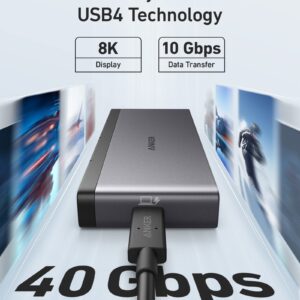 Anker 556 USB-C Hub (USB4, 8-in-1) with 1.6ft USB4 Cable, 10 Gbps USB-C and USB-A Data Ports, 8K HDMI and DisplayPort, for Microsoft Surface Pro 8, HP EliteBook 850 G8, and More (Black)