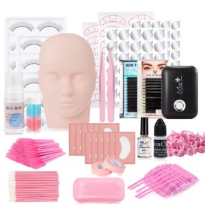 szcy llc lash eyelash extension kit, 234 pieces lash extension kit with mannequin head, lash extension practice kit lash extension supplies for practice eye lash