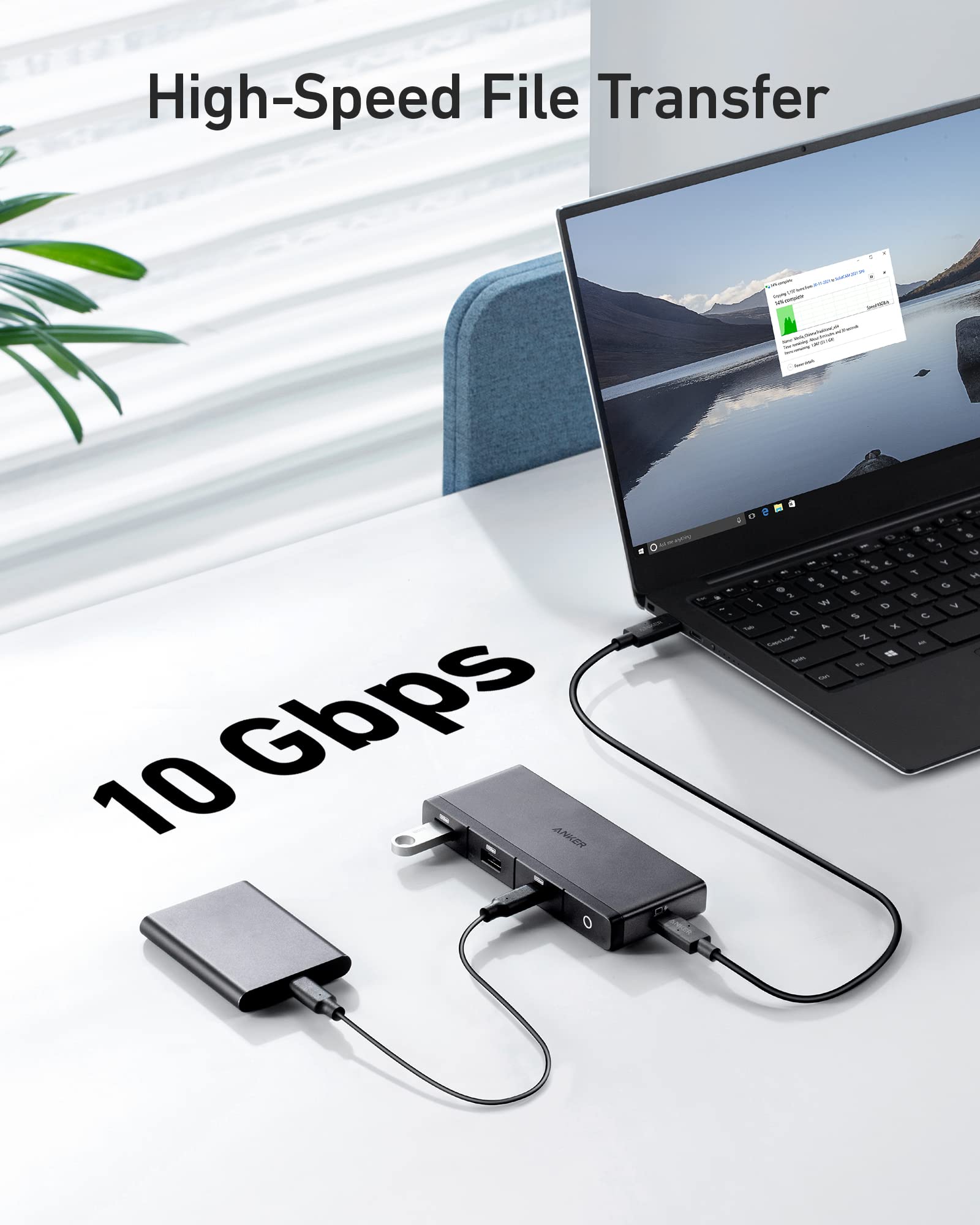 Anker 556 USB-C Hub (USB4, 8-in-1) with 1.6ft USB4 Cable, 10 Gbps USB-C and USB-A Data Ports, 8K HDMI and DisplayPort, for Microsoft Surface Pro 8, HP EliteBook 850 G8, and More (Black)