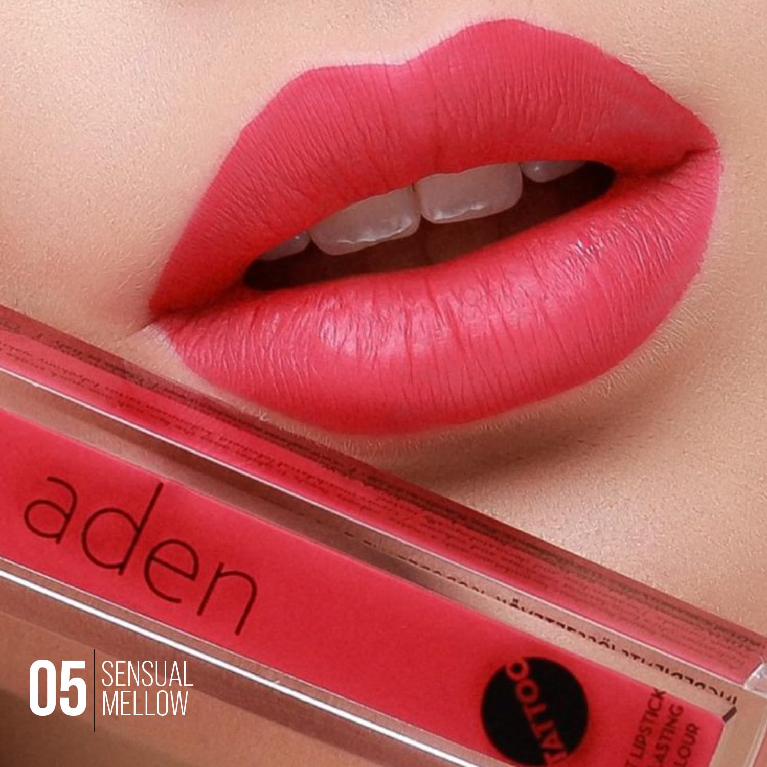 aden Tattoo Matte Lipstick - 7ML - Highly Pigmented - Provides Non-Shinny, Non Smudging and Velvety Finish – Water Proof Made in Italy (05 Sensual Mellow)