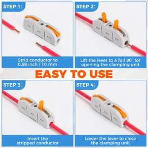 JOMERON 26 PCS Lever Wire Connectors, 1 to 1 Inline Electrical Lever Wire Connectors kit for Quick Connect, pushin Compact Splicing Lever Wire Connectors, Butt Terminals for Wiring 28-12 AWG