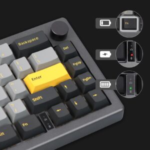 EPOMAKER EK68 65% Wireless Gaming Keyboard, Hot Swappable Gasket Mechanical Keyboard with Metal Knob, Bluetooth 5.0/2.4Ghz Wireless/USB-C Wired Custom Keyboard (Black Gold, Gateron Pro Yellow)