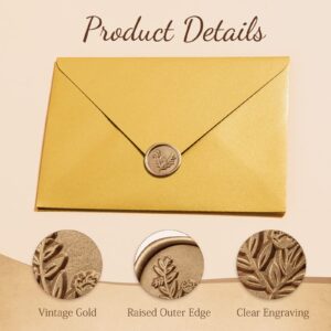 50 Pcs Gold Wax Seal Stickers, Gold Adhesive Envelope Sealing Stickers Decoration for Christmas Gift, Wedding Invitaion, Birthday Party (Eucalyptus Style)