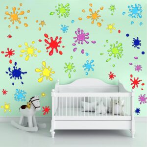 Colorful Wall Decals Color Paint Wall Stickers Watercolor Paint Splash Shape Wall Decals Fabric Splatter Splotches Peel and Stick Wall Stickers Kids Wall Stickers for Classroom Playroom