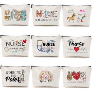 pinkunn 9 pieces nurse gift survival kit cosmetic bag nursing travel toiletry bag for birthday gift funny nurse toiletry makeup bag for thank you women accessories work graduation christmas