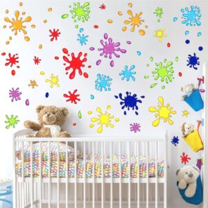 Colorful Wall Decals Color Paint Wall Stickers Watercolor Paint Splash Shape Wall Decals Fabric Splatter Splotches Peel and Stick Wall Stickers Kids Wall Stickers for Classroom Playroom