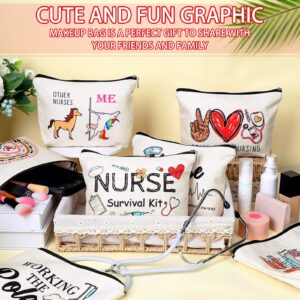 Pinkunn 9 Pieces Nurse Gift Survival Kit Cosmetic Bag Nursing Travel Toiletry Bag for Birthday Gift Funny Nurse Toiletry Makeup Bag for Thank You Women Accessories Work Graduation Christmas