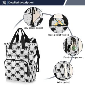 MNSRUU Diaper Bag Cute Penguin Print Diaper Bag Backpack Multifunction Travel Diaper Bag Tote Large Capacity Diaper Changing Backpacks for Moms Dads