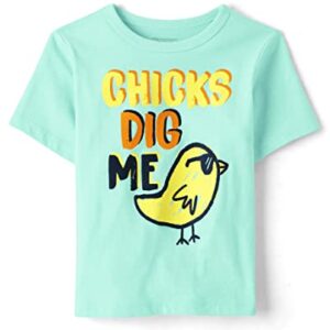 The Children's Place Baby Toddler Boys Short Sleeve Multi Color Graphic T-Shirt, Easter Chick, 3T