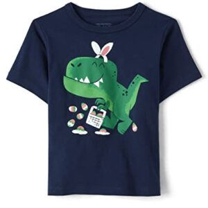 The Children's Place Baby Boys' and Toddler Equality for All Short Sleeve Graphic T-Shirts, Easter Dino, 2T