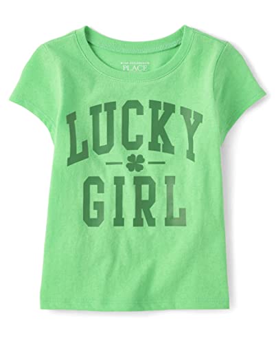 The Children's Place,And Toddler Girls Short Sleeve Graphic T-shirt,Baby-Girls,Lucky Girl,5T