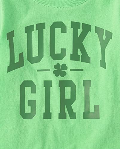 The Children's Place,And Toddler Girls Short Sleeve Graphic T-shirt,Baby-Girls,Lucky Girl,5T