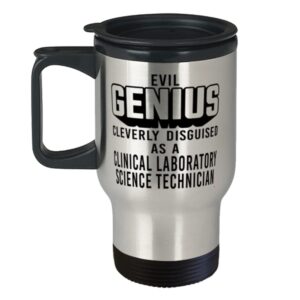 ODTGIFTS Funny Clinical Laboratory Science Technician Travel Mug Evil Genius Cleverly Disguised As A Clinical Laboratory Science Technician 14oz Stainless Steel