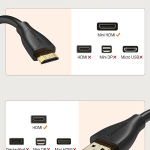 CableCreation Mini HDMI to HDMI Cable 6FT + HDMI Adapter Male to Female 2Pack 90 and 270 Degree Converter