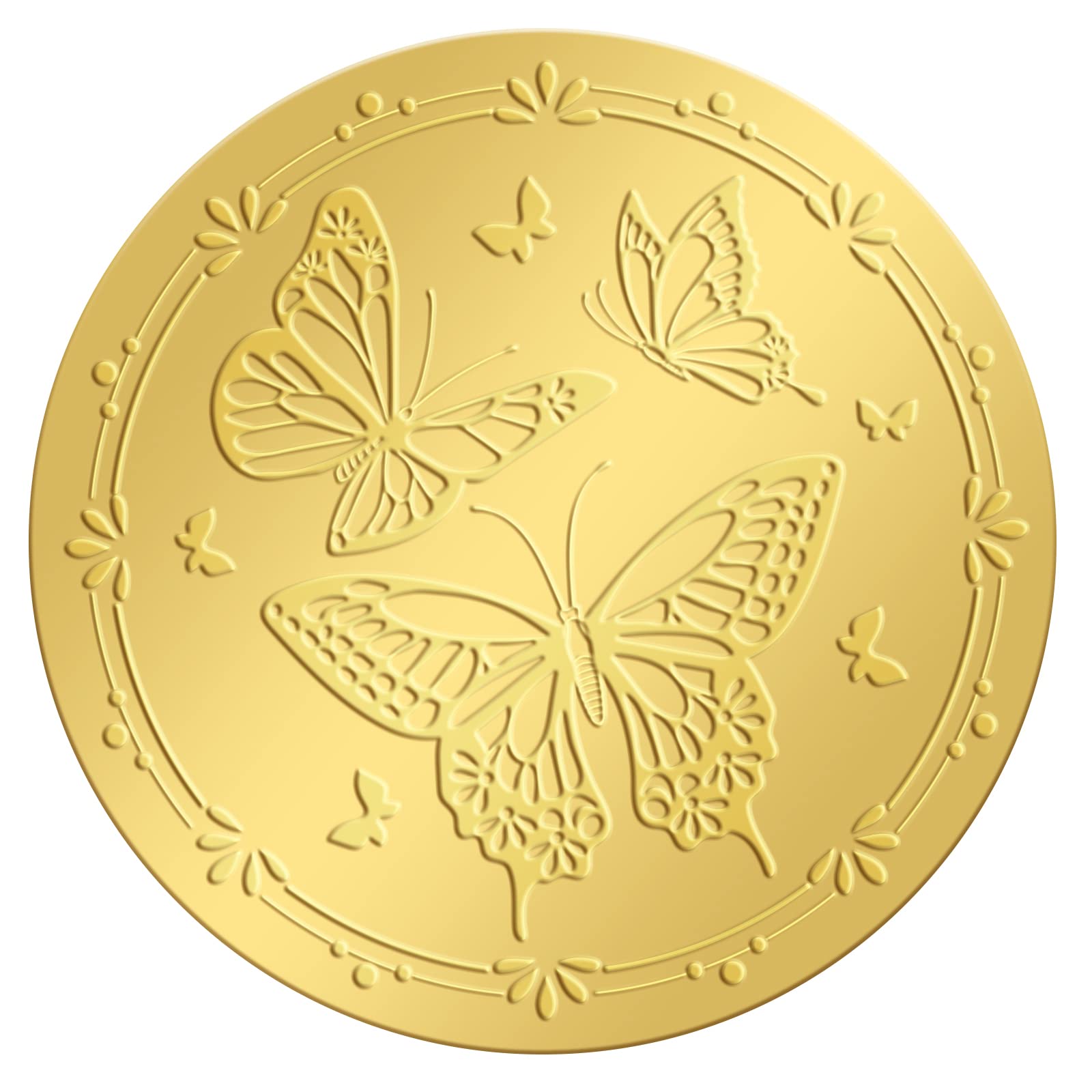 CRASPIRE 2" Gold Foil Sticker Butterfly 100pcs Gold Embossed Envelope Seals Stickers Adhesive Seal Sticker Embossed Foil Seal Butterfly for Christmas Greeting Card Wedding Invitations Party