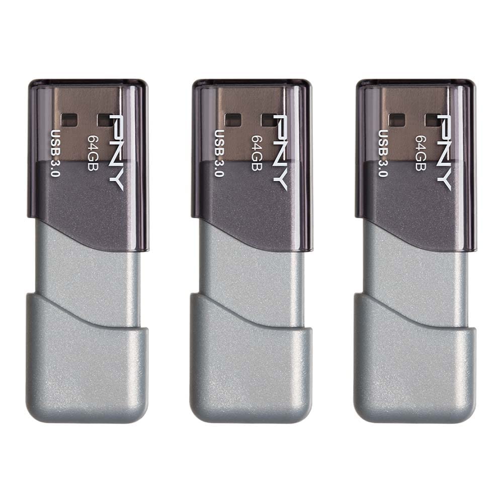 PNY 32GB Attaché 4 USB 2.0 Flash Drive 5-Pack,Black & 64GB Turbo Attaché 3 USB 3.0 Flash Drive 3-Pack