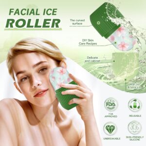 IMEASY Ice Roller for Face and Eye, Ice Face Roller,Facial Beauty Ice Roller Skin Care Tools, Ice Facial Cube, Gua Sha Face Massage, Silicone Ice Mold for Face Beauty (Green)