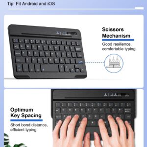 MoKo Universal Keyboard Case for 7", 7.9", 8" iPad Mini/Samsung Galaxy Tab A/Huawei Tablet, Lightweight Tablet Cover with Removable Wireless Bluetooth Keyboard, Black