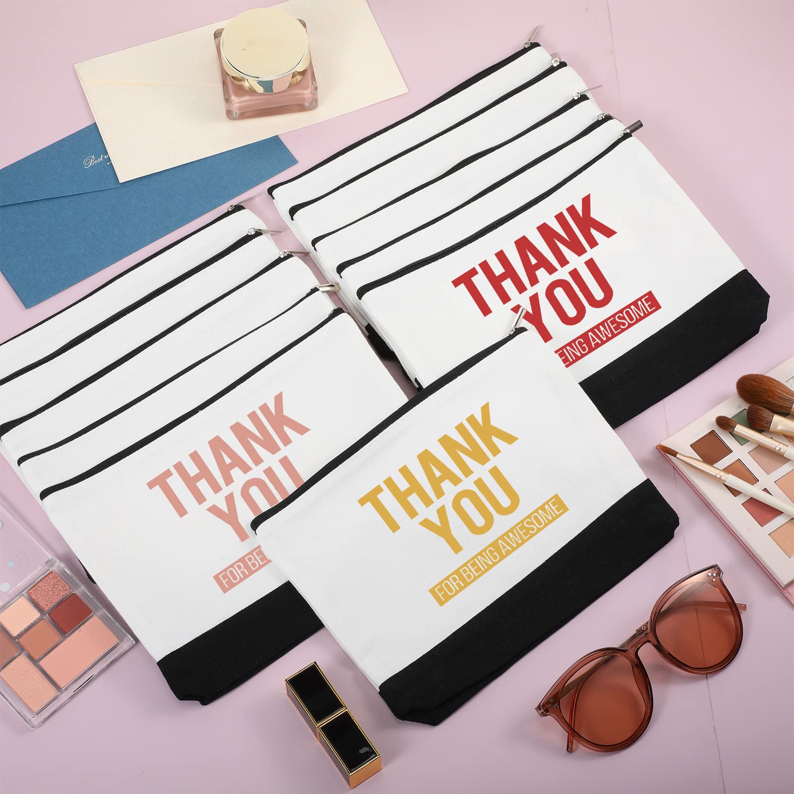 Inbagi 30 Pieces Canvas Makeup Bags Bulk Black and White Cosmetics Bag with Zipper Blank DIY Cosmetic Pouch Multipurpose Canvas Travel Toiletry Bag for Travel Pen Pencil Cosmetic Storage