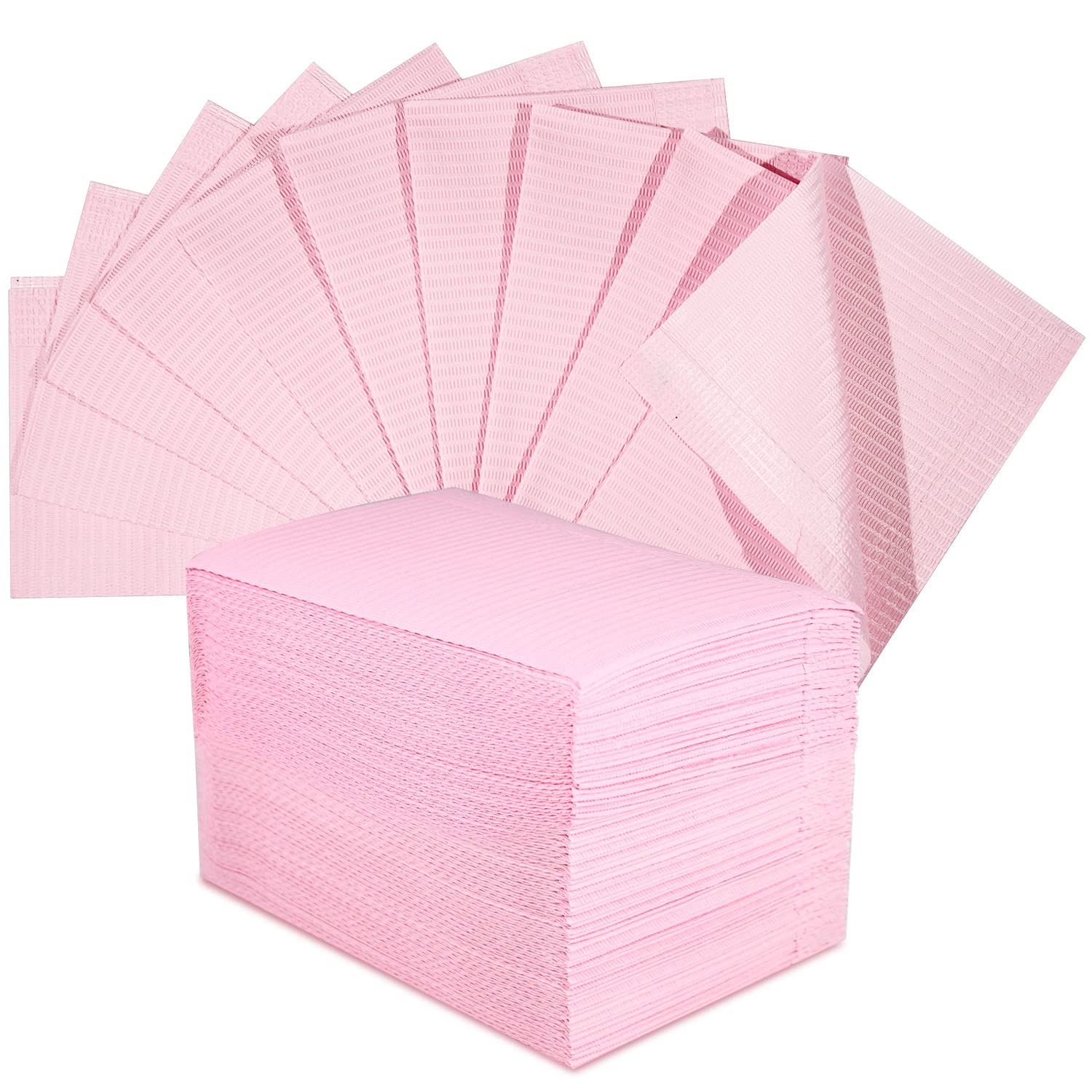 60pcs Dental Bibs Disposable 3 Ply Waterproof Tattoo Bib Sheet Medical Tray Cover Nail Table Cover Patient Bibs Dental Tattoo Piercing Bib Tattoo Supplies 13"x18" Pink